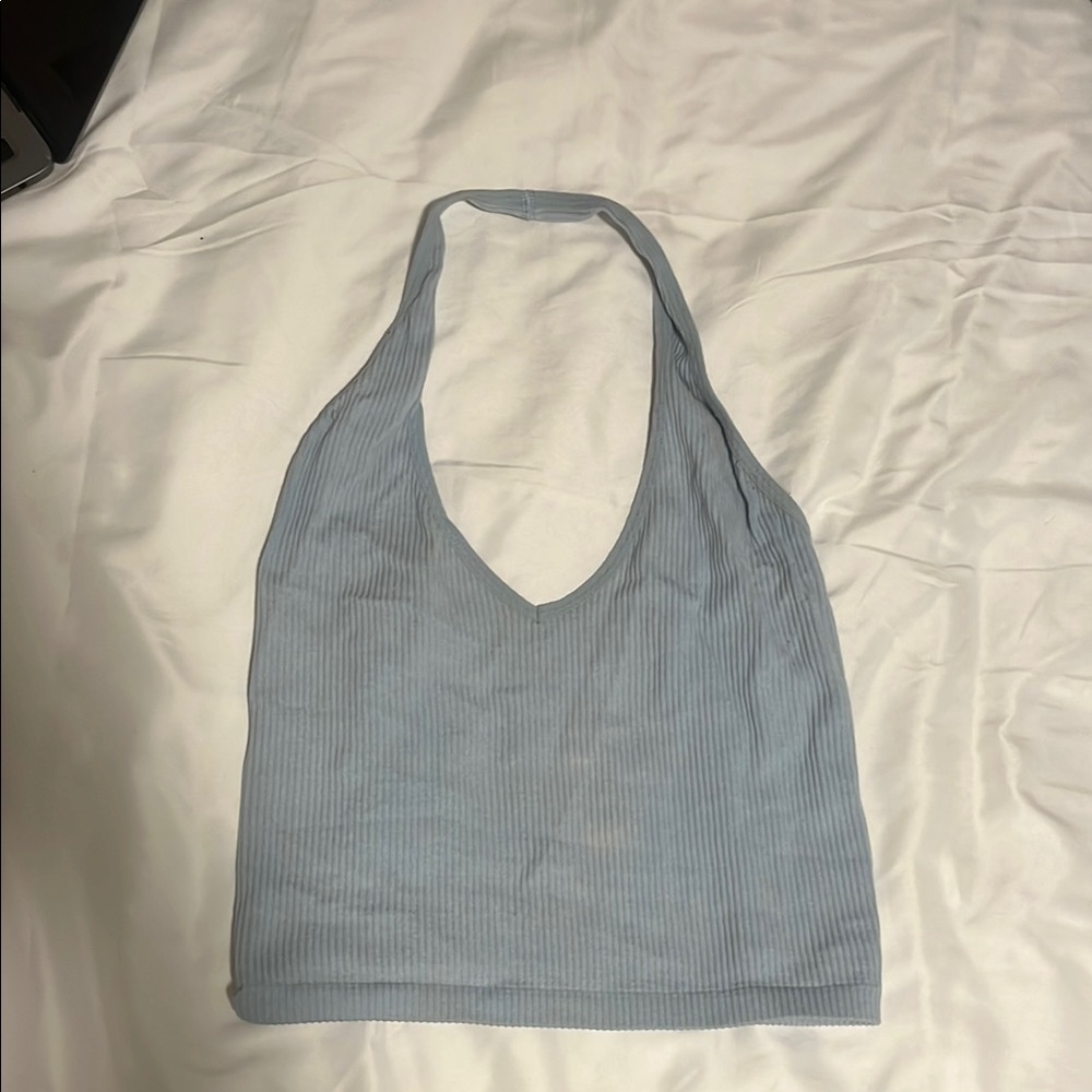 Urban Outfitters Out from Under Blue Halter Neck Scoop Ribbed Top